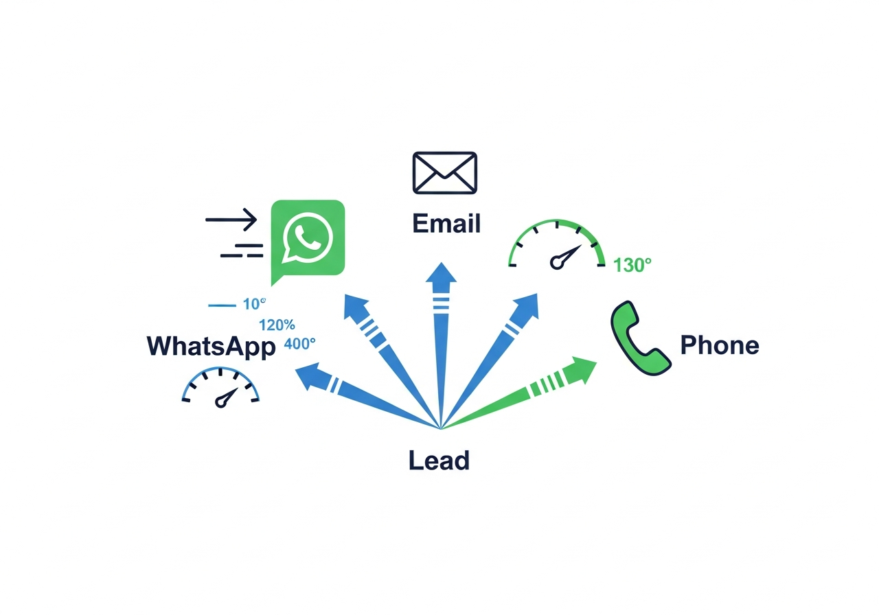 Visual comparison for: Lead Response Time by Channel: WhatsApp vs Email vs Phone