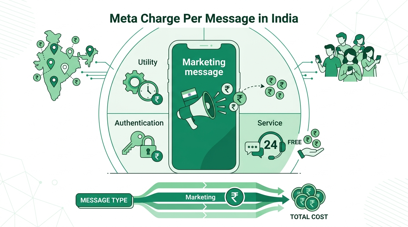 What Does Meta Charge Per Message in India? — illustrated guide for WhatsApp API Pricing in India: What You'll Actually Pay in 2026